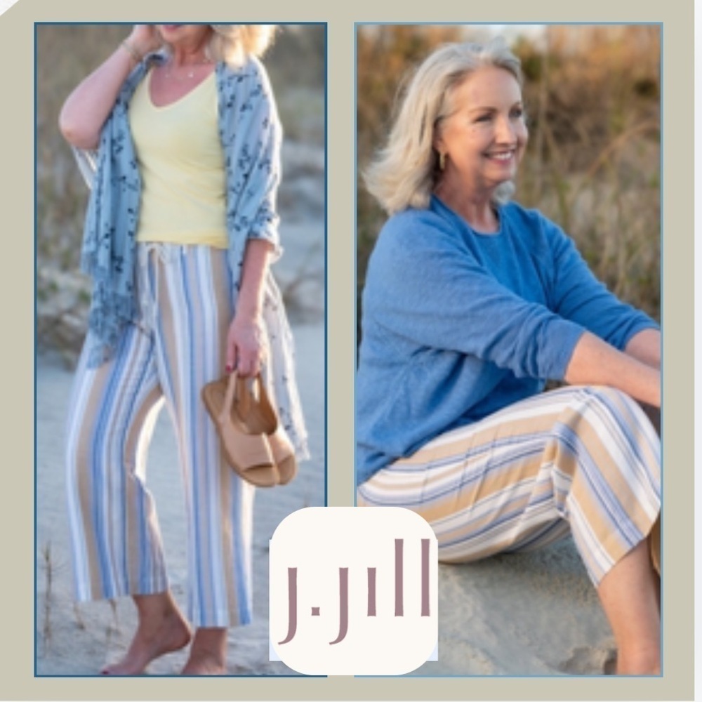 NWT,J.Jill, Absolutely Gorgeous, Slimming Vertical Stripes, Beach Capsule Pants